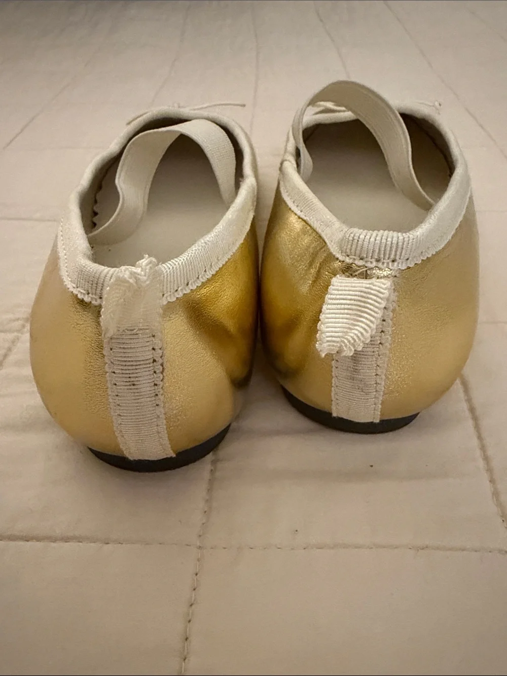 Crewcuts Metallic Gold Girls' Ballet Flats with White Trim